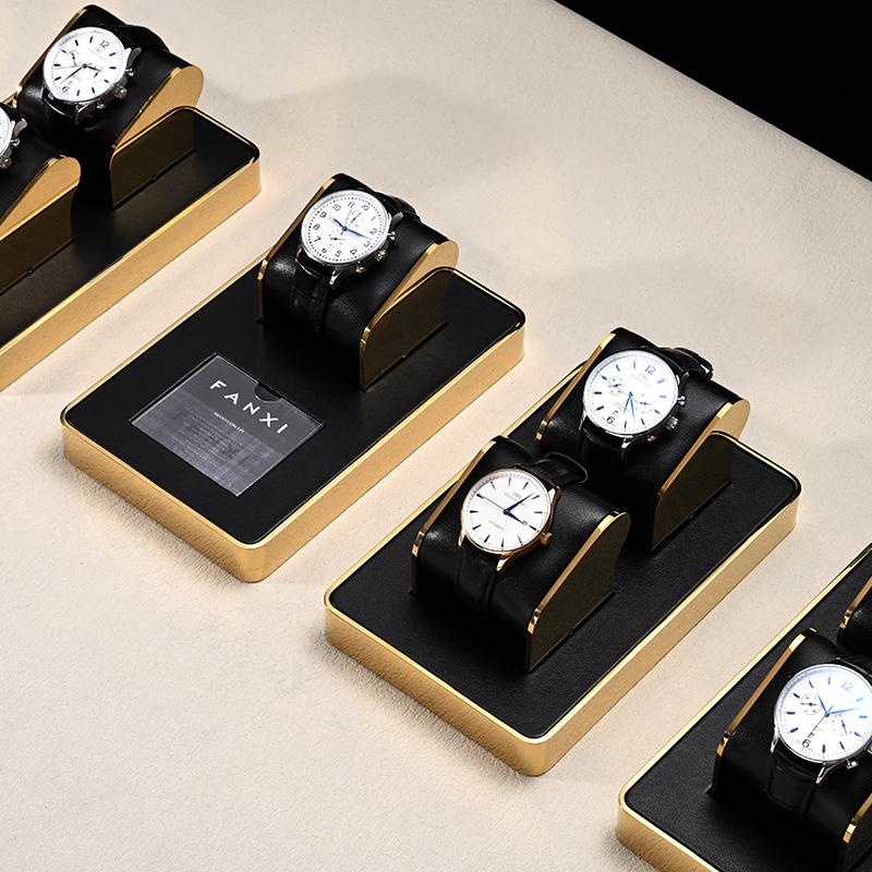 FANXI luxury black pu leather jewelry watch display trays window display showcase watch displays