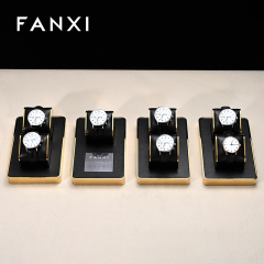 FANXI luxury black pu leather jewelry watch display trays window display showcase watch displays