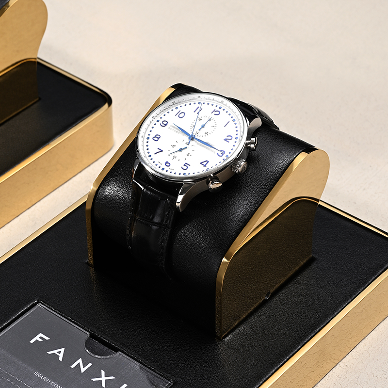 FANXI luxury black pu leather jewelry watch display trays window display showcase watch displays