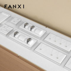 FANXI Custom Luxury White Leather Watch pillow Display Trays for Top Watch PU leather display trays