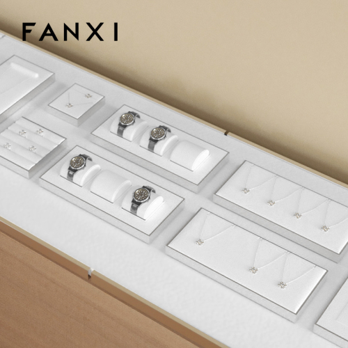 FANXI Custom Luxury White Leather Watch pillow Display Trays for Top Watch PU leather display trays