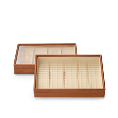 FANXI Classic design wood jewelry storage case with microfiber inside and acrylic lid jewelry box
