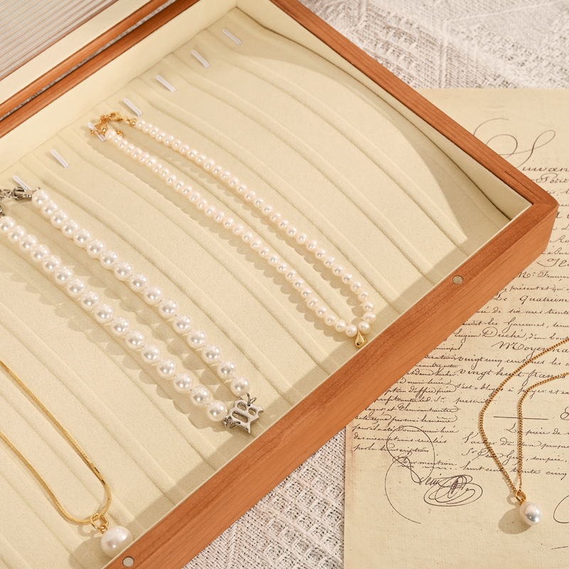 FANXI Classic design wood jewelry storage case with microfiber inside and acrylic lid jewelry box