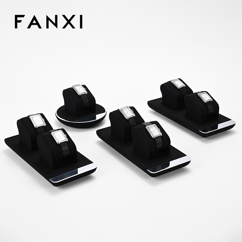 FANXI New design watch pillow trays metal with black microfiber jewelry display trays window display