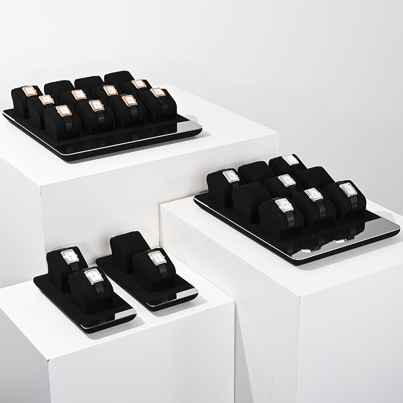 FANXI New design watch pillow trays metal with black microfiber jewelry display trays window display