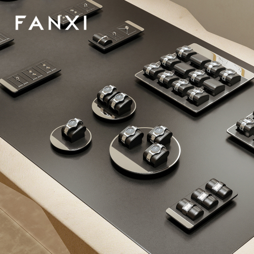 FANXI New design watch pillow trays metal with black leather jewelry display trays window display