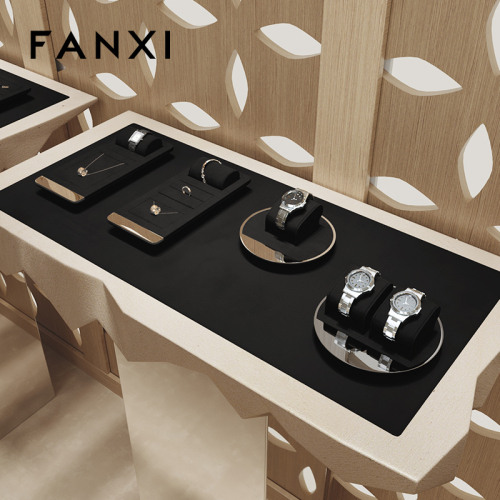 FANXI New design watch pillow trays metal with black microfiber jewelry display trays window display