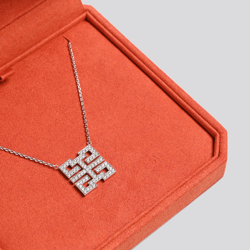 FANXI New customized jewelry necklace box Orange PU leather with microfiber jewelry packaging box