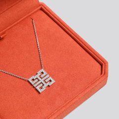 FANXI New customized jewelry necklace box Orange PU leather with microfiber jewelry packaging box