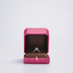 FANXI Customized logo jewelry packaging box PU leather with brown microfiber ring box jewelry packaging box