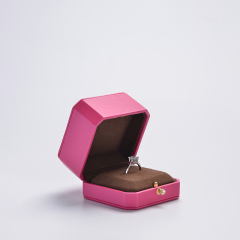 FANXI Customized logo jewelry packaging box PU leather with brown microfiber ring box jewelry packaging box