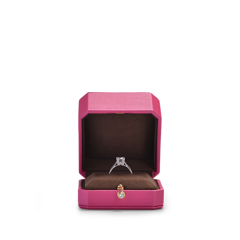 FANXI Customized logo jewelry packaging box PU leather with brown microfiber ring box jewelry packaging box