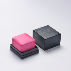 FANXI Customized logo jewelry packaging box PU leather with brown microfiber ring box jewelry packaging box