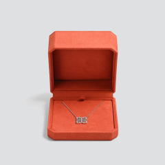 FANXI New customized jewelry necklace box Orange PU leather with microfiber jewelry packaging box