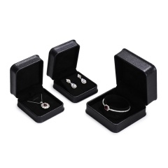 FANXI Jewelry boxes black PU Leather with black microfiber custom jewelry packaging boxes