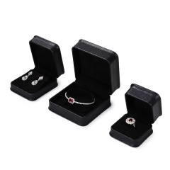 FANXI Jewelry boxes black PU Leather with black microfiber custom jewelry packaging boxes