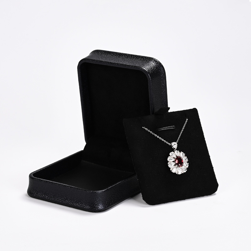 FANXI Jewelry boxes black PU Leather with black microfiber custom jewelry packaging boxes