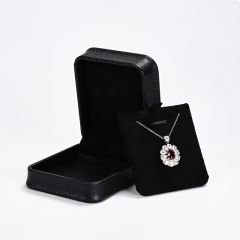 FANXI Jewelry boxes black PU Leather with black microfiber custom jewelry packaging boxes