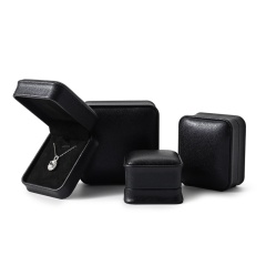 FANXI Jewelry boxes black PU Leather with black microfiber custom jewelry packaging boxes