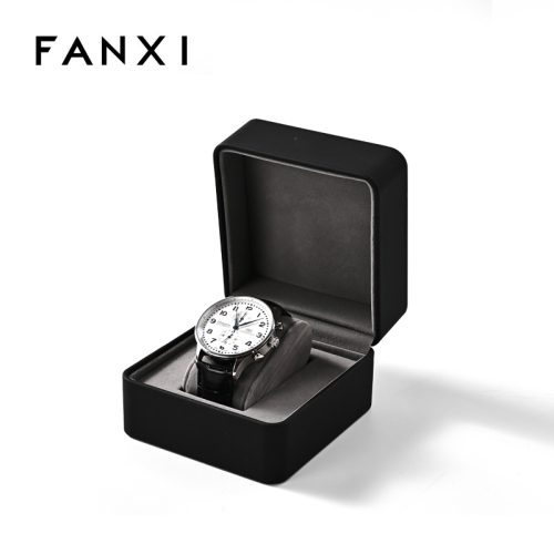 FANXI Custom Logo PU leather Luxury Wrist Watch Gift Box Packaging Boxes Watch Box for Watches