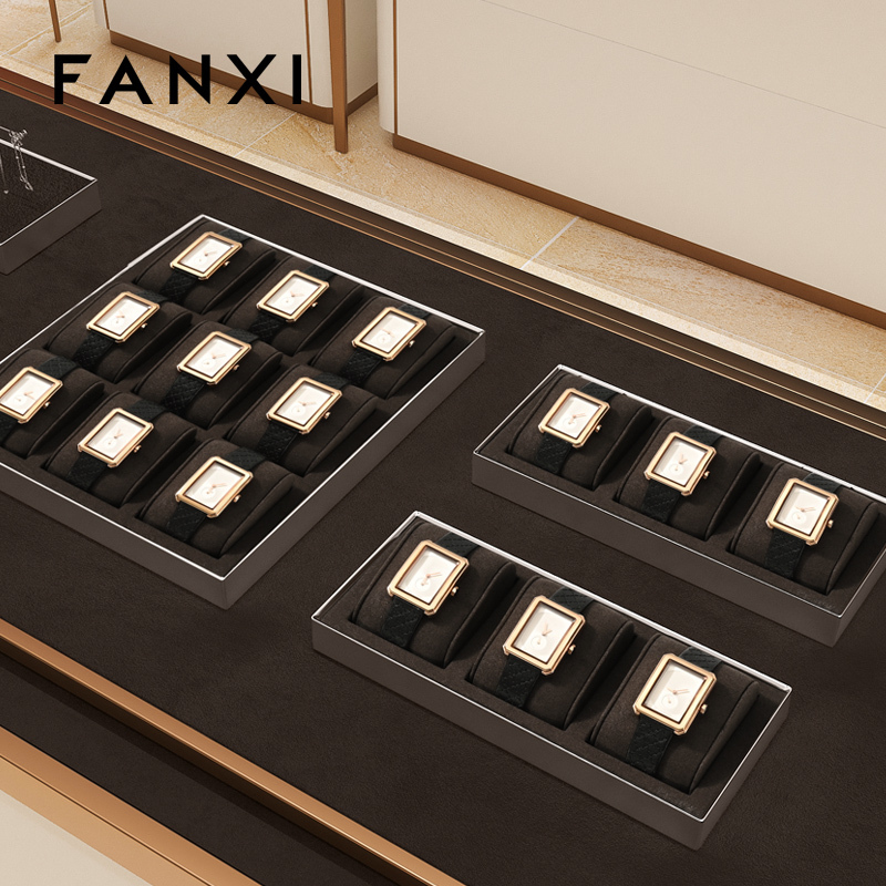FANXI DIY Microfiber Watch Display Stand Holder Metal Base watch display stand Watch Stand