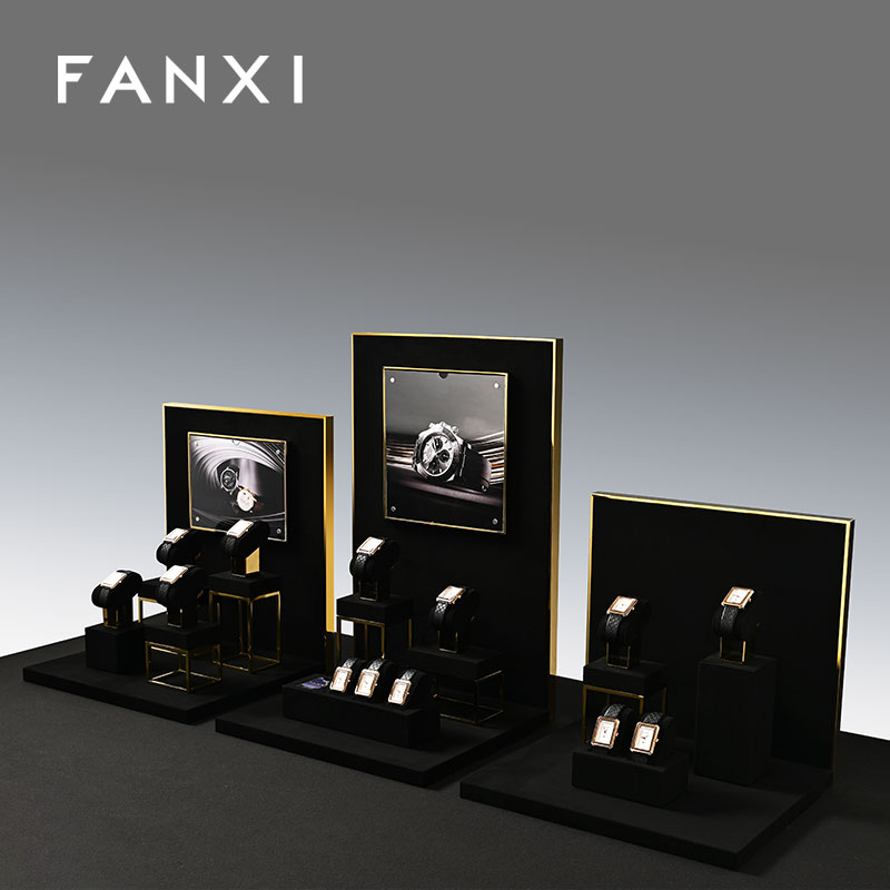 FANXI High End metal Watch Display Stand Custom superfiber Watch Display Holder