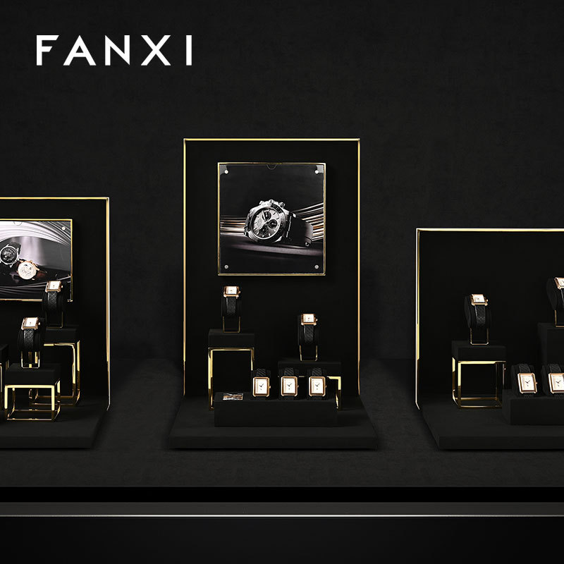 FANXI High End metal Watch Display Stand Custom superfiber Watch Display Holder