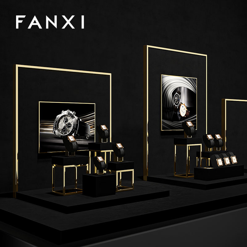 FANXI High End metal Watch Display Stand Custom superfiber Watch Display Holder