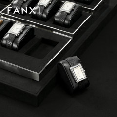 FANXI High End metal Watch Display Stand Custom PU Leather Watch Display Holder