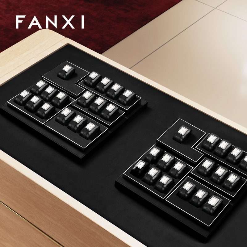 FANXI High End metal Watch Display Stand Custom PU Leather Watch Display Holder