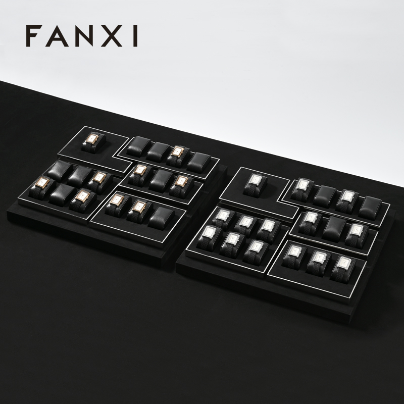 FANXI High End metal Watch Display Stand Custom PU Leather Watch Display Holder