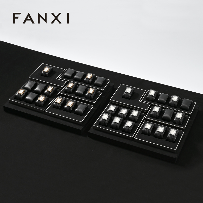 FANXI High End metal Watch Display Stand Custom PU Leather Watch Display Holder