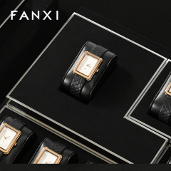 FANXI High End metal Watch Display Stand Custom PU Leather Watch Display Holder