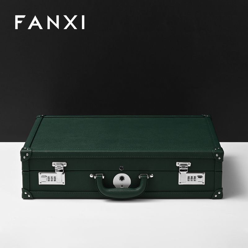 FANXI X069 Sustainable 28 Slot Green Watch Box Organizer Storage Luxury Watch Case Box with Fingerprint Lock