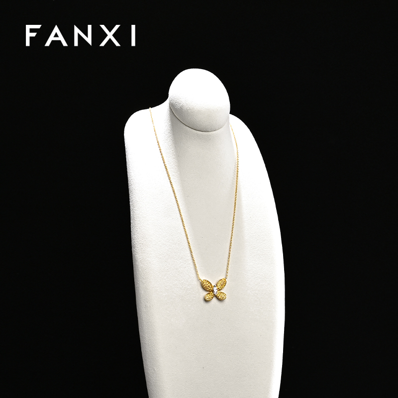 FANXI RX086 Microfiber Necklace Bust Display Multi-Color Microfiber Jewelry Bust Necklaces Window Display Jewelry Display Mannequin