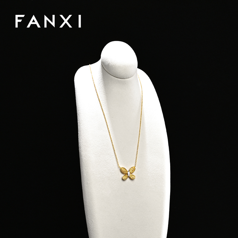 FANXI RX086 Microfiber Necklace Bust Display Multi-Color Microfiber Jewelry Bust Necklaces Window Display Jewelry Display Mannequin