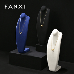 FANXI RX086 Microfiber Necklace Bust Display Multi-Color Microfiber Jewelry Bust Necklaces Window Display Jewelry Display Mannequin