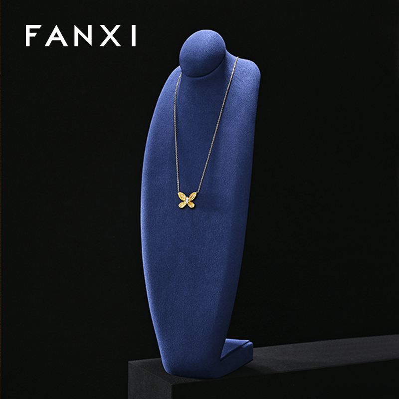 FANXI RX086 Microfiber Necklace Bust Display Multi-Color Microfiber Jewelry Bust Necklaces Window Display Jewelry Display Mannequin