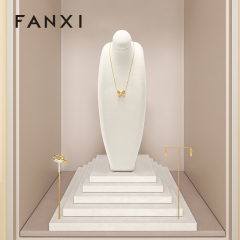 FANXI RX086 Microfiber Necklace Bust Display Multi-Color Microfiber Jewelry Bust Necklaces Window Display Jewelry Display Mannequin