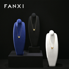 FANXI RX086 Microfiber Necklace Bust Display Multi-Color Microfiber Jewelry Bust Necklaces Window Display Jewelry Display Mannequin