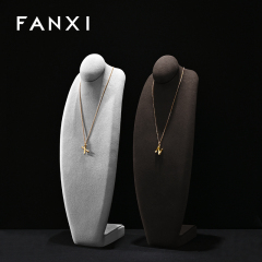 FANXI RX086 Microfiber Necklace Bust Display Multi-Color Microfiber Jewelry Bust Necklaces Window Display Jewelry Display Mannequin