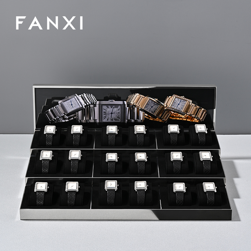 FANXI JS130 Fashionable Wholesale high-grade Metal Watches Jewelry Props Microfiber Watch Props Display Stand