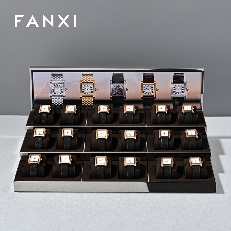 FANXI JS130 Fashionable Wholesale high-grade Metal Watches Jewelry Props Microfiber Watch Props Display Stand
