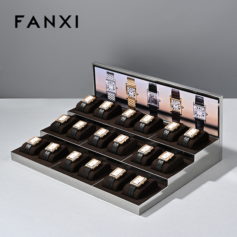 FANXI JS130 Fashionable Wholesale high-grade Metal Watches Jewelry Props Microfiber Watch Props Display Stand