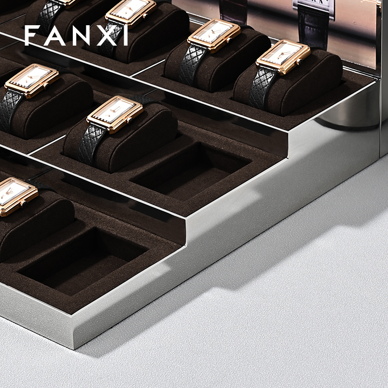 FANXI JS130 Fashionable Wholesale high-grade Metal Watches Jewelry Props Microfiber Watch Props Display Stand