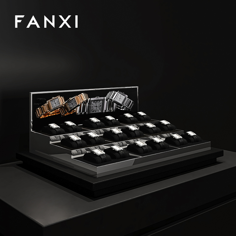 FANXI JS130 Fashionable Wholesale high-grade Metal Watches Jewelry Props Microfiber Watch Props Display Stand