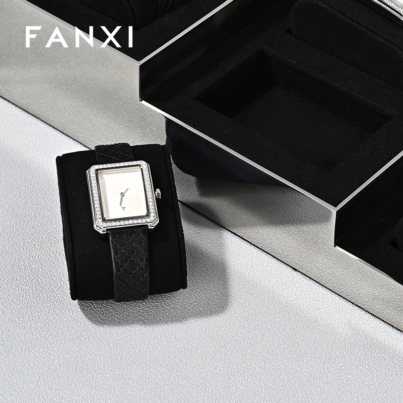 FANXI JS130 Fashionable Wholesale high-grade Metal Watches Jewelry Props Microfiber Watch Props Display Stand