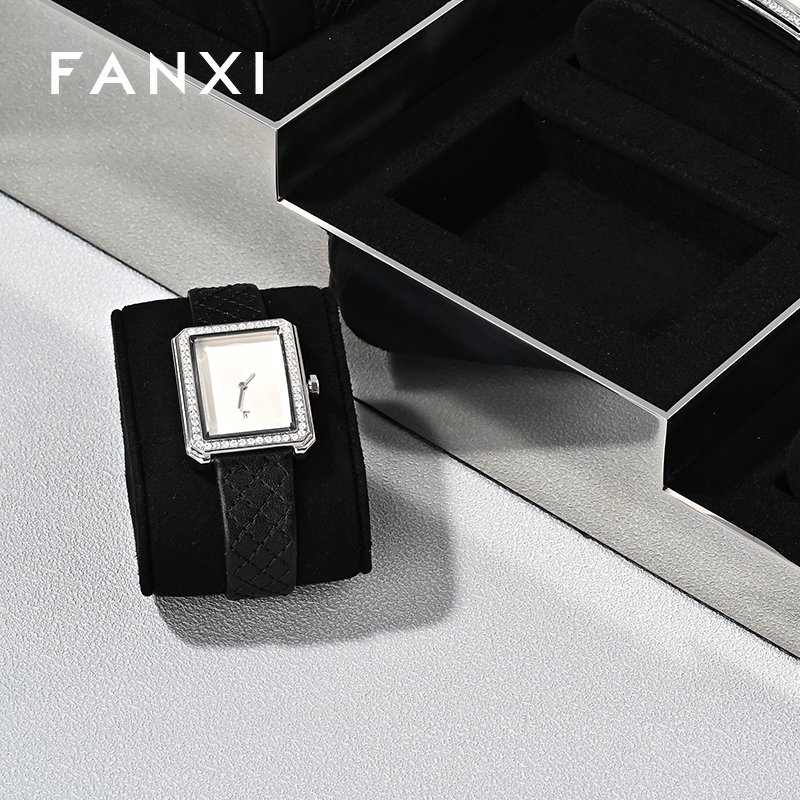 FANXI JS130 Fashionable Wholesale high-grade Metal Watches Jewelry Props Microfiber Watch Props Display Stand