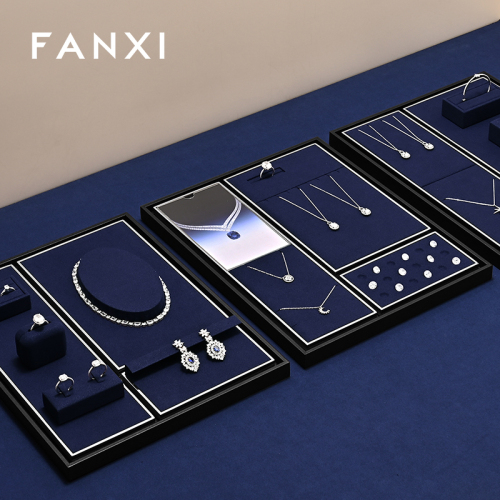 FANXI TT495 Newest Design Classic Luxury Custom Jewelry Showcase Set for Earrings Display Ring Necklace Jewelry Display Set