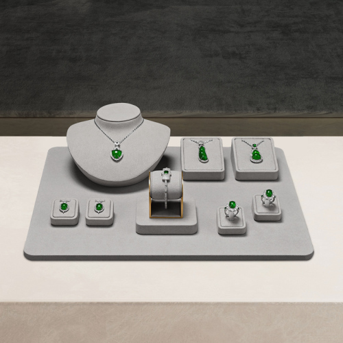 FANXI TT308 Jewelry Display Tray Exhibition Jewelry Store Display Stands Luxury Microfiber Ring Display Tray Counter